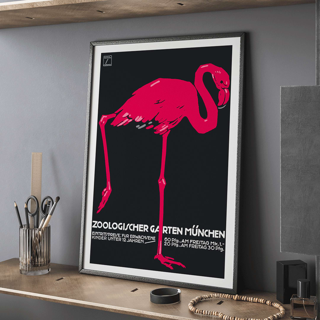 Poster | Flamingo Zoologischer Garten München 2 Ludwig Hohlwein
