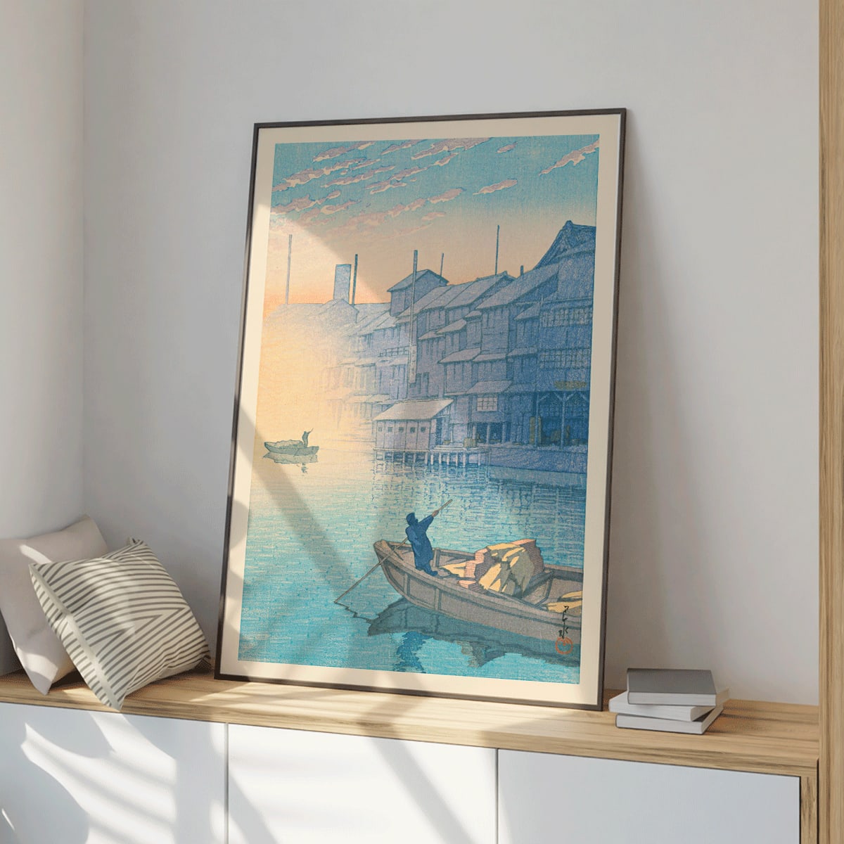 BOAT HOUSE/BLUE TRADITIONAL 額装ポスター　限定品 Poster | Dotonbori Morning Scene Kawase Hasui | MORYARTY