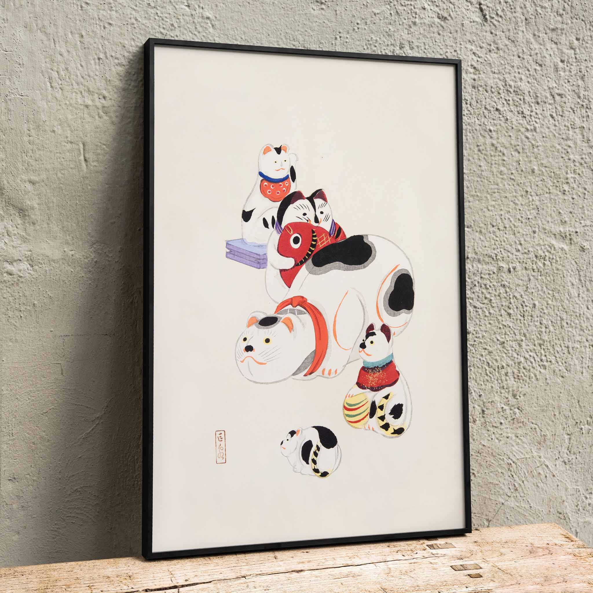 Poster | Traditional Japanese Toy Cats by Kawasaki Kyosen | MORYARTY