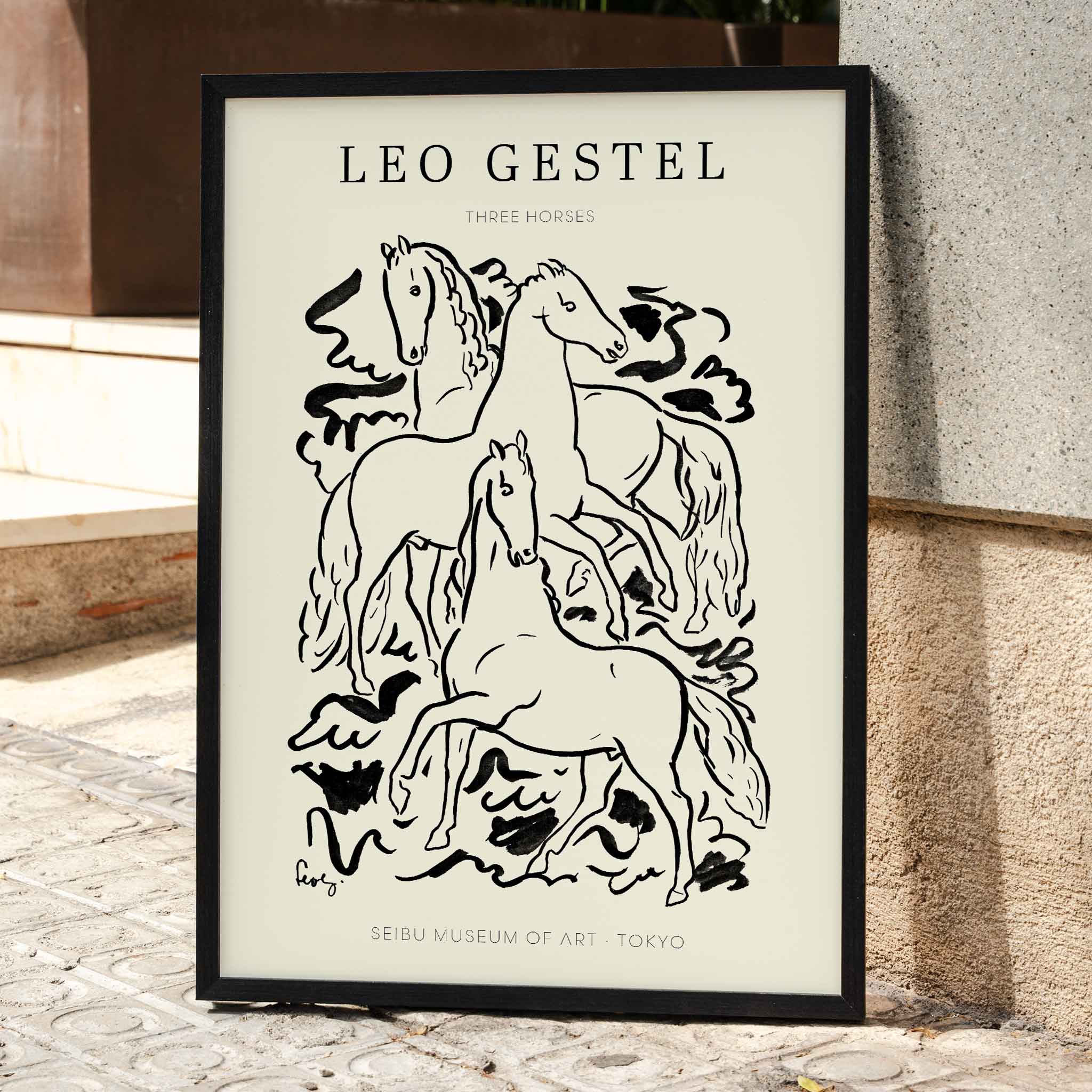 ディアヴォ　レオード　直筆サインポスター　ヒヤシンス Poster | Three Horses by Leo Gestel Horses Art | MORYARTY