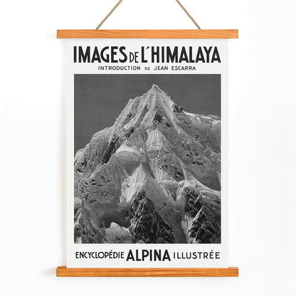 Le Siniolchu peak viewed from Zemu Glacier by Vittorio Sella from Images de l Himalaya poster of the Himalayas, with wooden magnetic frame on white background