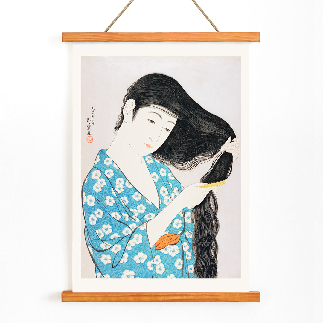 Poster | Woman Combing Her Hair by Goyō Hashiguchi 1920 | MORYARTY