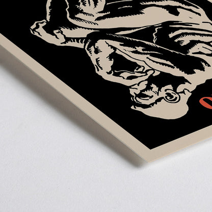 Closeup detail of El Maestro Revista de Cultura Nacional Magazine cover and poster featuring a bold graphic thinker statue artwork