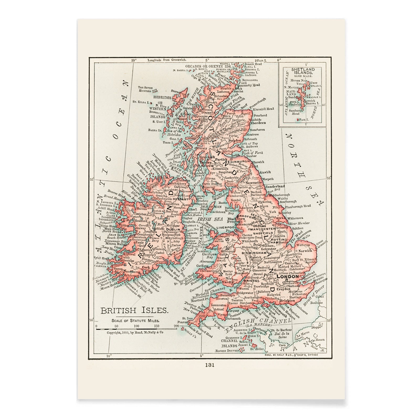 Poster | Universal Atlas British Isles Map Cartographic 1900