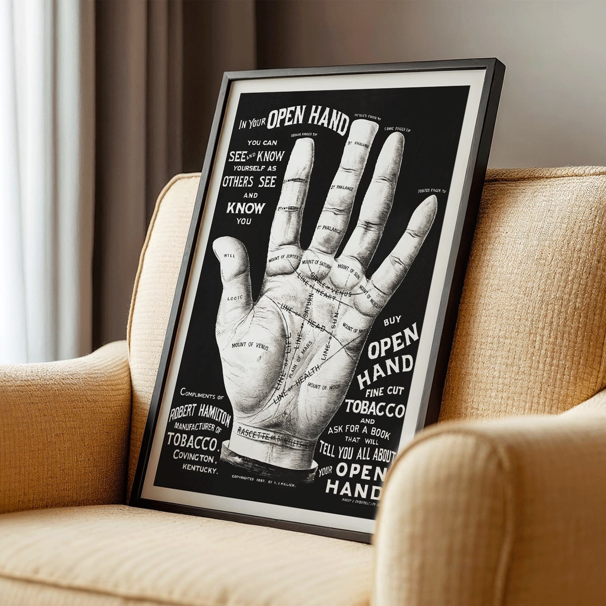 Poster | Open hand, palm reading 1887 | MORYARTY